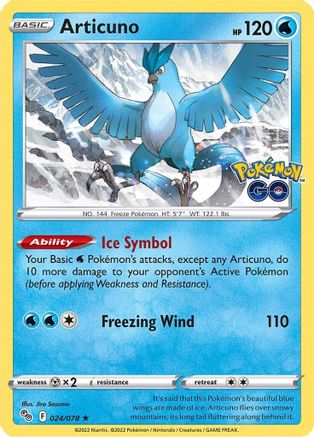 Articuno 024  - Reverse Holofoil Pokemon GO - Holo Rare