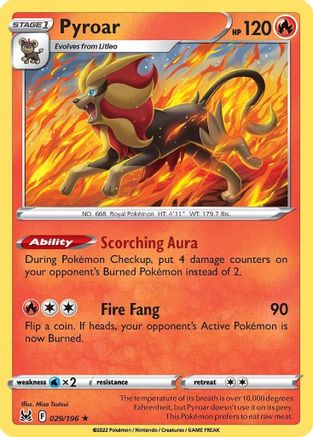 Pyroar 029  - Holofoil SWSH11 Lost Origin - Holo Rare