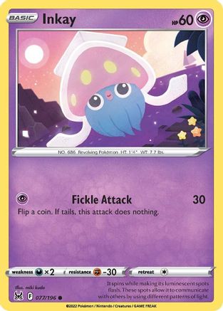 Inkay (077) (077) 077  - Reverse Holofoil SWSH11 Lost Origin - Common