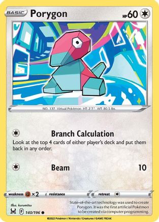 Porygon 140  - Reverse Holofoil SWSH11 Lost Origin - Common