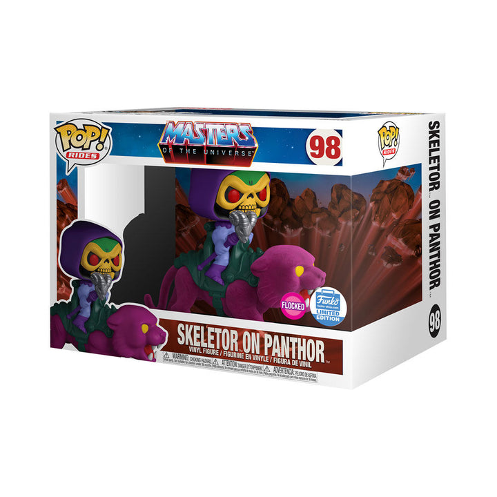FUNKO POP! MOTU SKELETOR on PANTHOR FLOCKED #98 [FUNKO SHOP EXCLUSIVE]