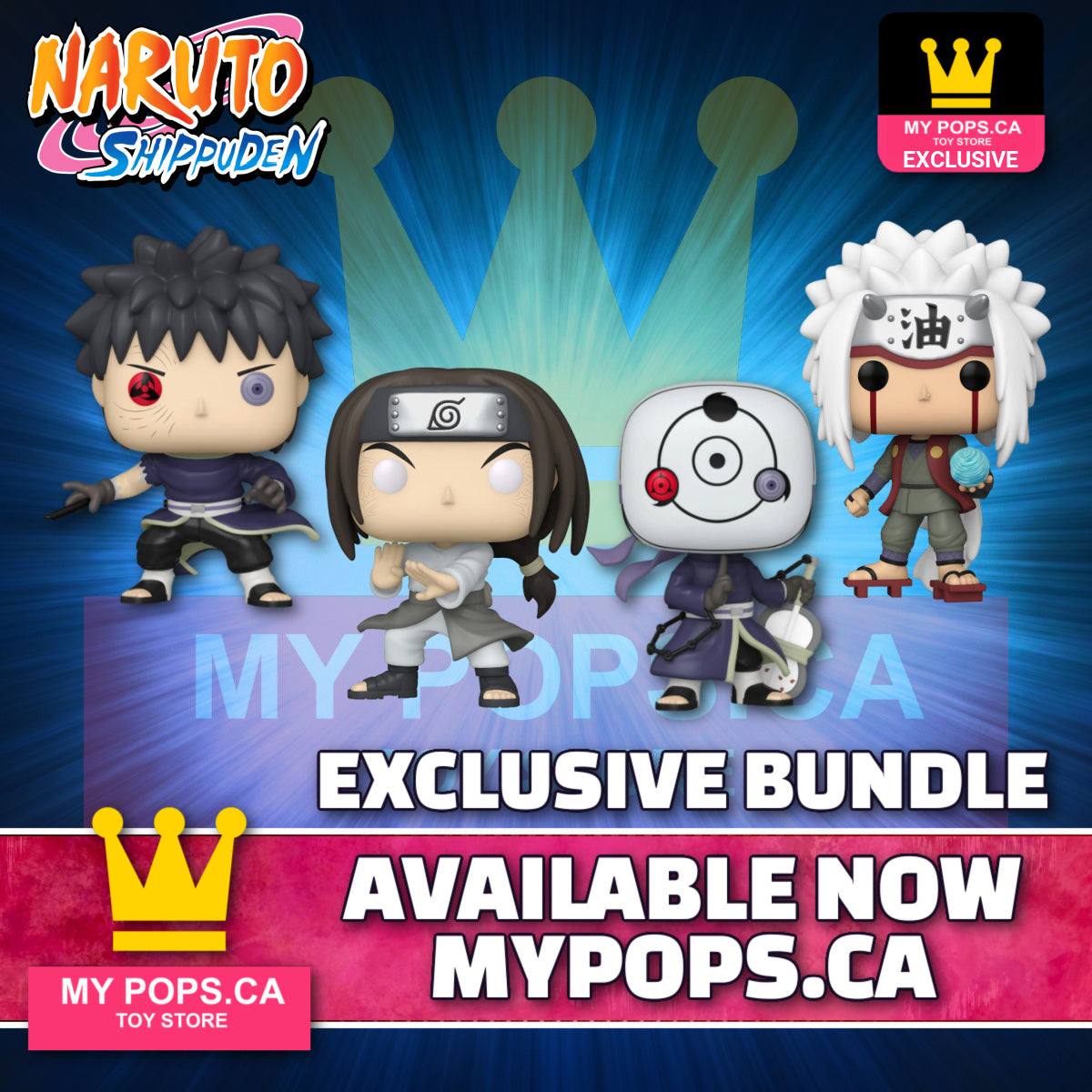 Funko Pop! ANIMATION: NARUTO SHIPPUDEN BUNDLE of 4 - NEJI - JIRAIYA - OBITO - MADARA [CANADA EXCLUSIVE]