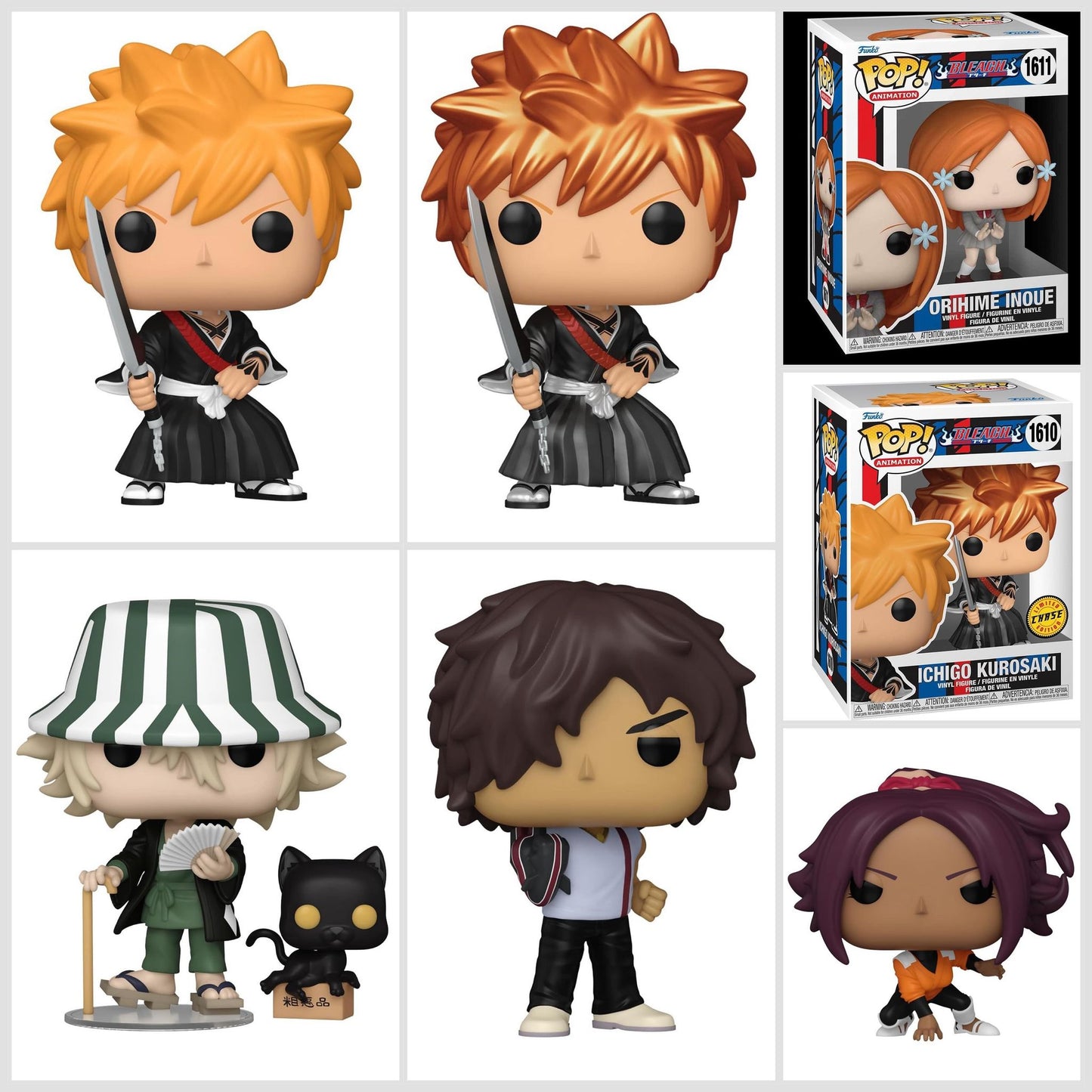Funko Pop! Anime: Bleach - Ichigo Kurosaki / Orihime Inque / Yoruichi Shihoin / Kisuke Urahara & Yoruichi / Yasutora Sado (Chad)