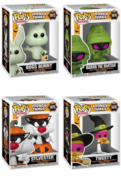 Funko Pop! Looney Tunes (Halloween) - Bugs Bunny #1673 / Marvin the Martian #1674 / Sylvester #1675 / Tweety #1676 / Marvin the Martian #1674 [Entertainment Earth Exclusive - GITD]