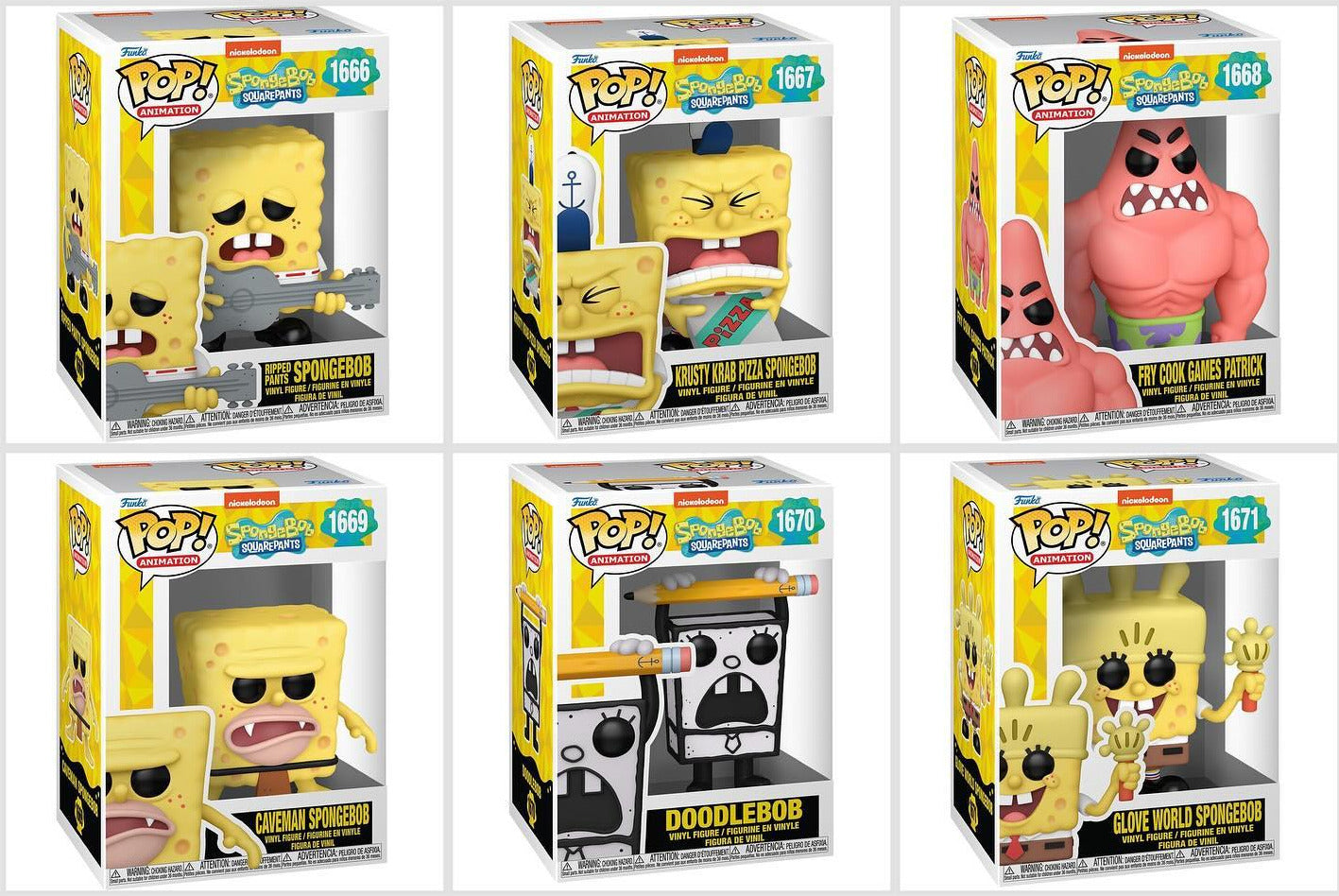 Funko Pop! Nickelodeon: Spongebob Squarepants - Spongebob with Suds / Ripped Pants / Krusty Krab Pizza / Fry Cook Games Patrick / Caveman / Doodlebob / Glove World *PREORDER*