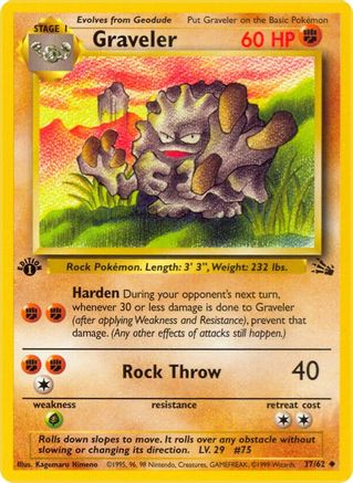 Graveler 037  - 1st Edition Fossil - Uncommon