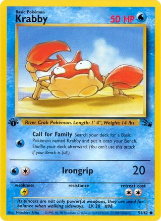 Krabby 051  - 1st Edition Fossil - Common