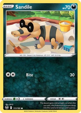 Sandile 111  - Reverse Holofoil SWSH12 Silver Tempest - Common