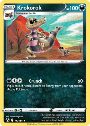 Krokorok 112  - Reverse Holofoil SWSH12 Silver Tempest - Uncommon