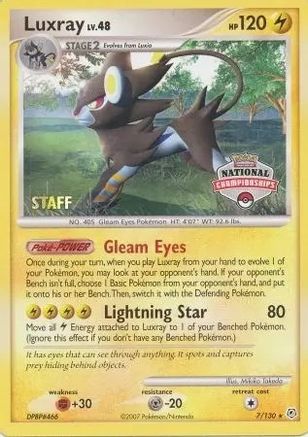 Luxray - 7/130 (National Championships) [Staff]/130  League & Championship Cards - Promo