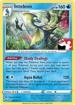 Inteleon (058) (058) 058  - Holofoil Prize Pack Series Cards - Rare