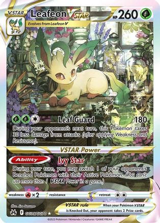Leafeon VSTAR GG35  - Holofoil Crown Zenith Galarian Gallery - Ultra Rare