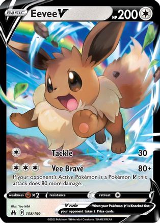 Eevee V 108  - Holofoil Crown Zenith - Ultra Rare