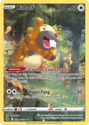 Bidoof GG29  - Holofoil Crown Zenith Galarian Gallery - Ultra Rare