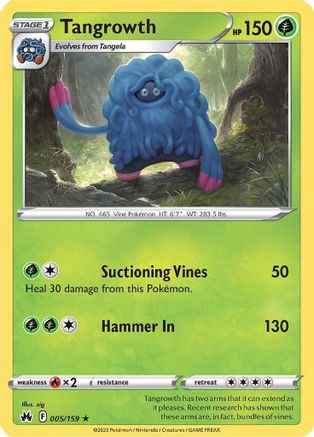 Tangrowth 005  - Reverse Holofoil Crown Zenith - Rare
