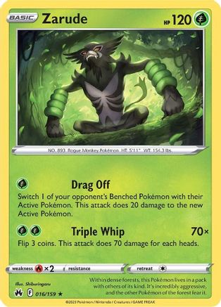 Zarude 016  - Reverse Holofoil Crown Zenith - Holo Rare