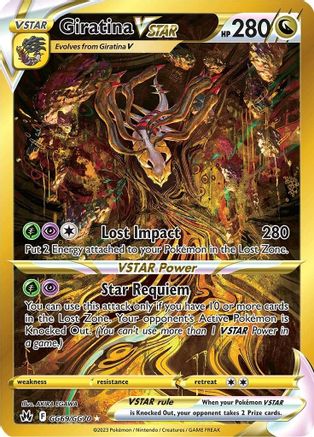 Giratina VSTAR (Secret) GG69  - Holofoil Crown Zenith Galarian Gallery - Secret Rare
