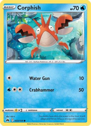 Corphish 033  - Reverse Holofoil Crown Zenith - Common