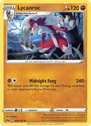 Lycanroc 074  Crown Zenith - Rare