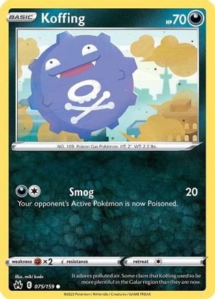 Koffing 075  - Reverse Holofoil Crown Zenith - Common