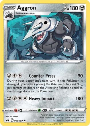 Aggron 089  - Holofoil Crown Zenith - Holo Rare