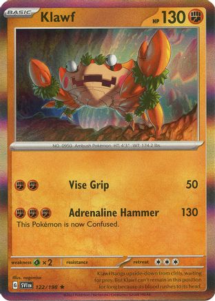 Klawf 122/198  - Reverse Holofoil SV01 Scarlet & Violet Base Set - Rare