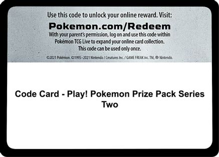 Code Card - Play! Pokemon Prize Pack Series Two  Prize Pack Series Cards - Code Card