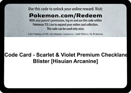 Code Card - Scarlet & Violet Premium Checklane Blister [Hisuian Arcanine]  SV01 Scarlet & Violet Base Set - Code Card