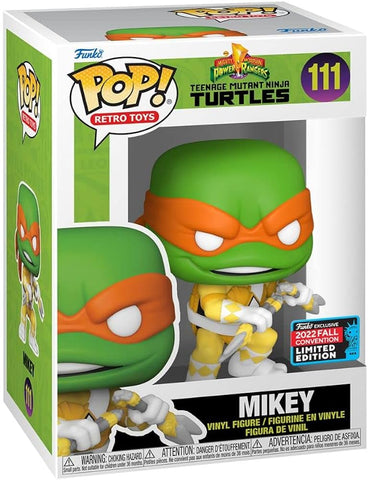 Funko Pop! YELLOW POWER RANGERS X TMNT NINJA TURTLE MIKEY MICHELANGELO #111 [NYCC SHARED EXCLUSIVE]