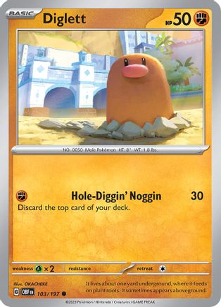 Diglett 103  - Reverse Holofoil SV03 Obsidian Flames - Common