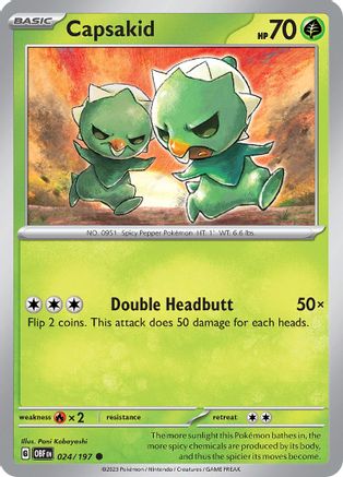 Capsakid 024/197  - Reverse Holofoil SV03 Obsidian Flames - Common