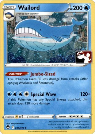 Wailord 038  - Holofoil Prize Pack Series Cards - Uncommon