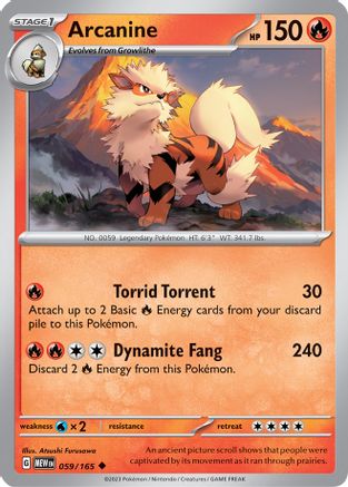 Arcanine 059  - Reverse Holofoil SV Scarlet & Violet 151 - Uncommon