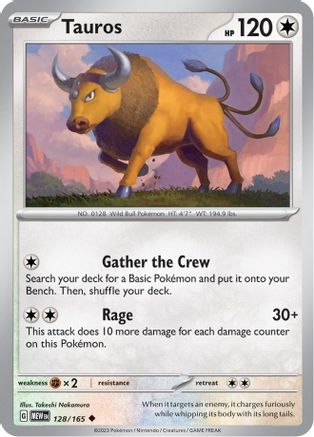 Tauros 128  - Reverse Holofoil SV Scarlet & Violet 151 - Uncommon