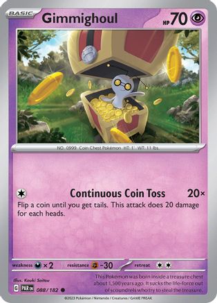 Gimmighoul 088/182  - Reverse Holofoil SV04 Paradox Rift - Common