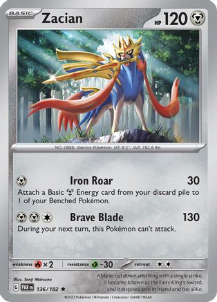 Zacian 136  - Reverse Holofoil SV04 Paradox Rift - Rare