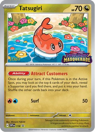 Tatsugiri (Prerelease) [Staff] 118  - Holofoil SV Scarlet & Violet Promo Cards - Promo