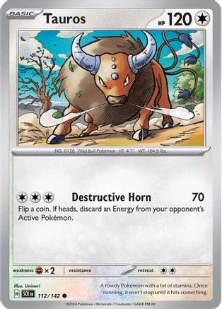 Tauros 112  - Reverse Holofoil SV07 Stellar Crown - Common