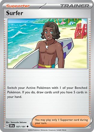 Surfer 187/191  - Reverse Holofoil SV08 Surging Sparks - Uncommon