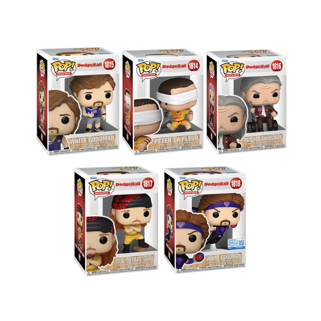 Funko Pop! Movies: Dodgeball - White Goodman / Peter La Fleur / Patches O'Houlihan / Steve "The Pirate" Cowan / White Goodman [Funko Special Edition] *PREORDER*