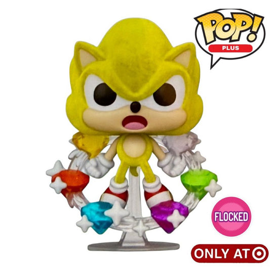 Funko Pop! Plus: Sonic The Hedgehog - Super Sonic (with Chaos Emeralds - Flocked) #1059 [Exclusive]
