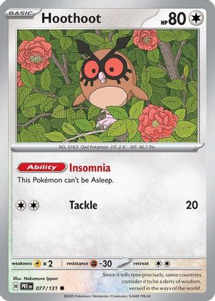 Hoothoot 077  - Reverse Holofoil SV Prismatic Evolutions - Common