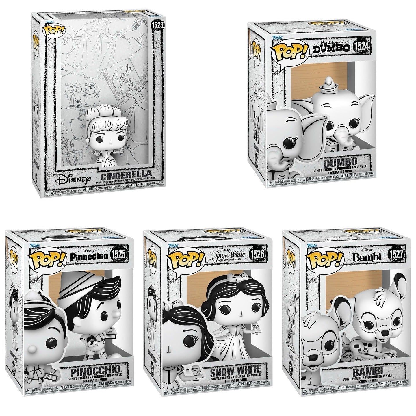 Funko Pop! Disney: Sketch Sketched - Cinderella / Dumbo / Pinocchio / Snow White / Bambi *PREORDER*