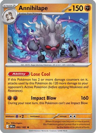Annihilape 092  - Holofoil SV10 Destined Rivals - Rare