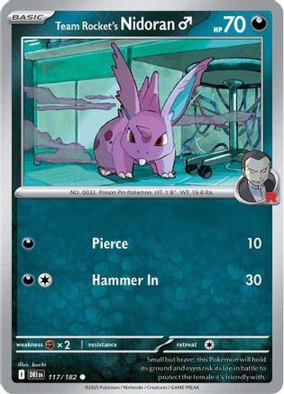 Team Rocket's Nidoran M 117  - Reverse Holofoil SV10 Destined Rivals - Common