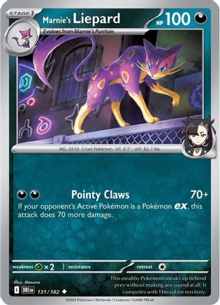 Marnie's Liepard 131  - Reverse Holofoil SV10 Destined Rivals - Uncommon