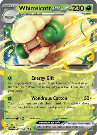Whimsicott ex 005  - Holofoil SV White Flare - Double Rare