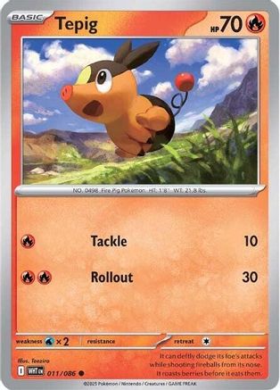 Tepig 011  - Holofoil SV White Flare - Common