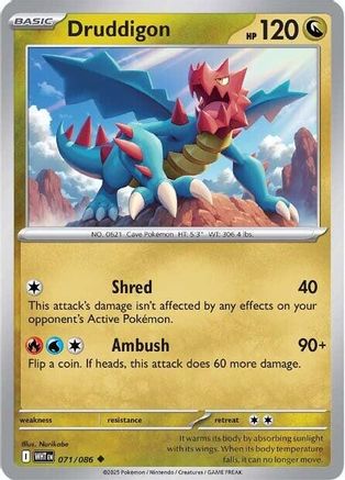 Druddigon 071  - Reverse Holofoil SV White Flare - Uncommon
