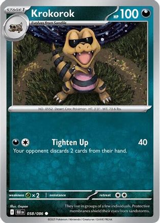 Krokorok 058  - Reverse Holofoil SV Black Bolt - Common